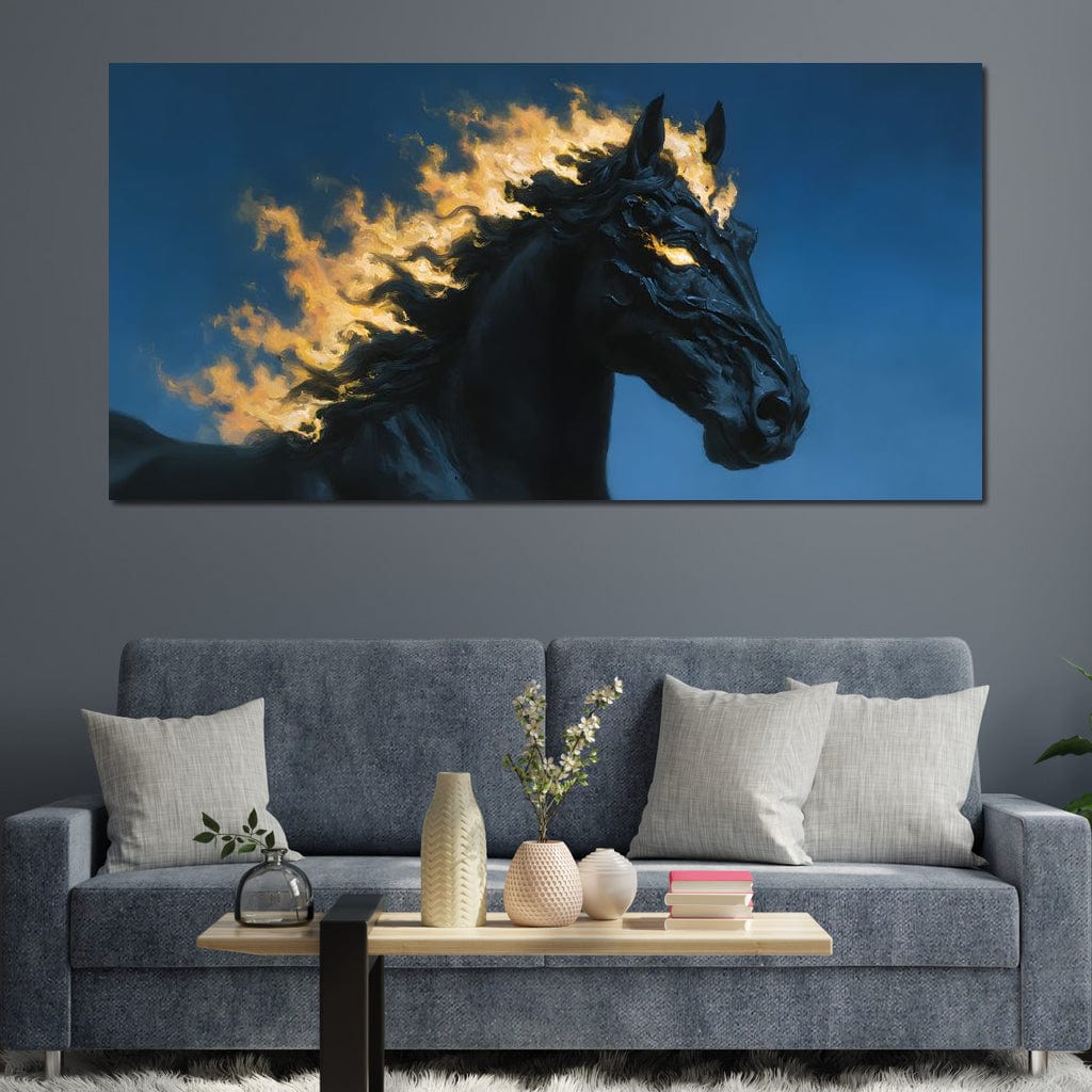 Fiery Night Stallion Spirit Canvas Wall Art