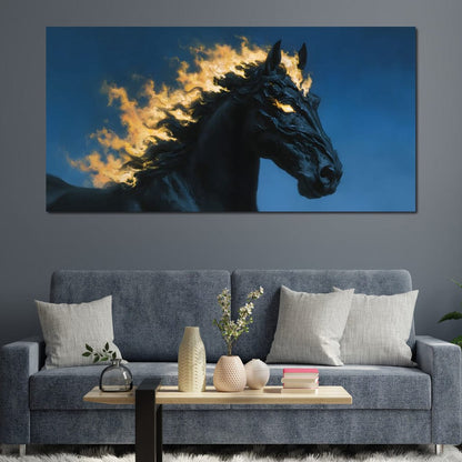 Fiery Night Stallion Spirit Canvas Wall Art
