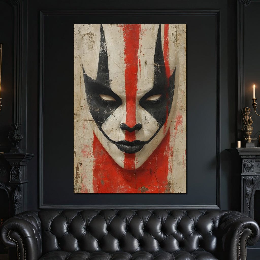 Tribal Mask Red Strike Face Canvas Wall Art