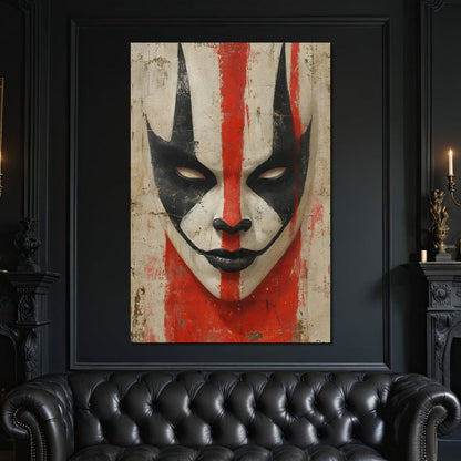 Tribal Mask Red Strike Face Canvas Wall Art