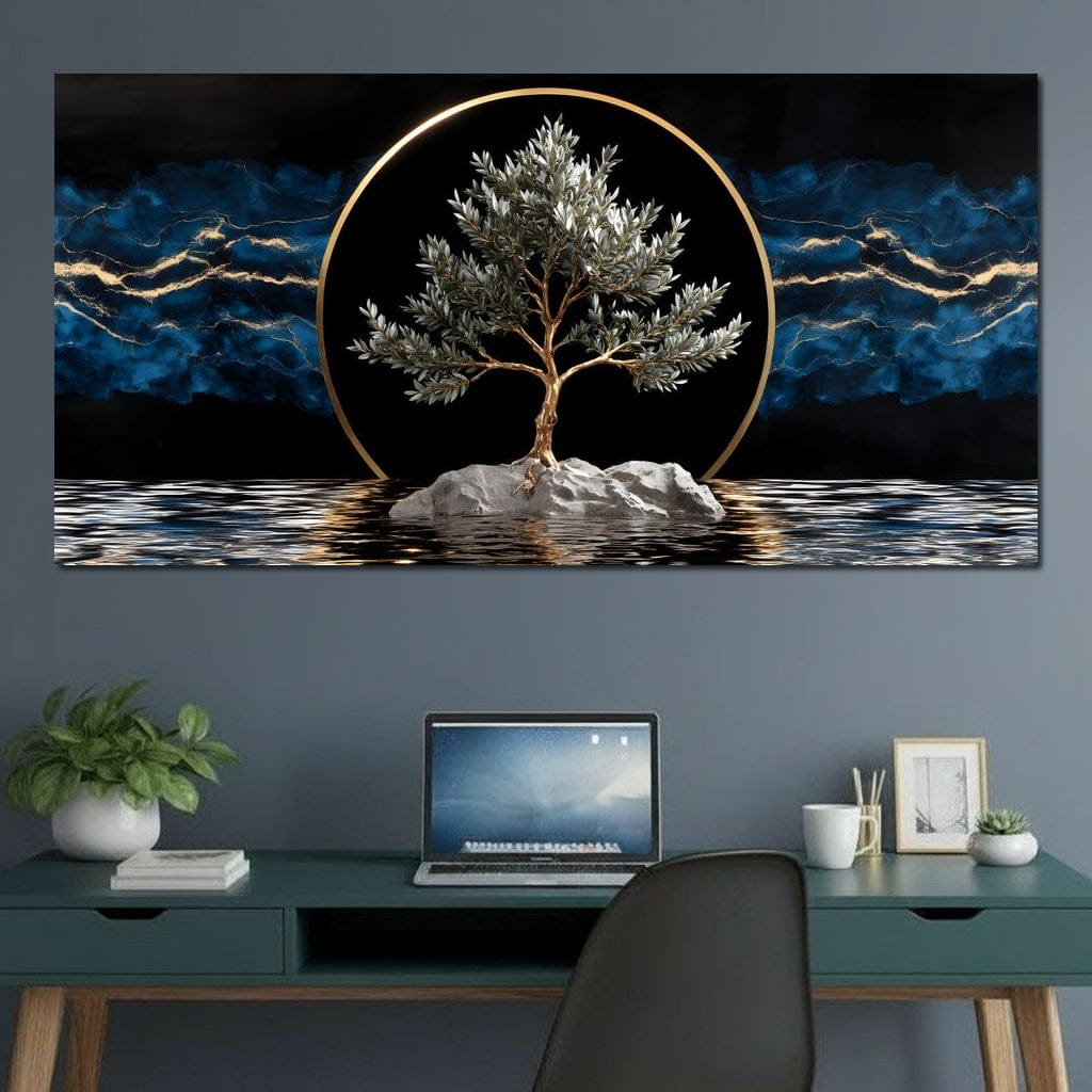 Golden Olive Tree Halo Reflection Canvas Wall Art