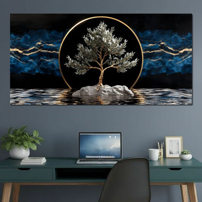 Golden Olive Tree Halo Reflection Canvas Wall Art