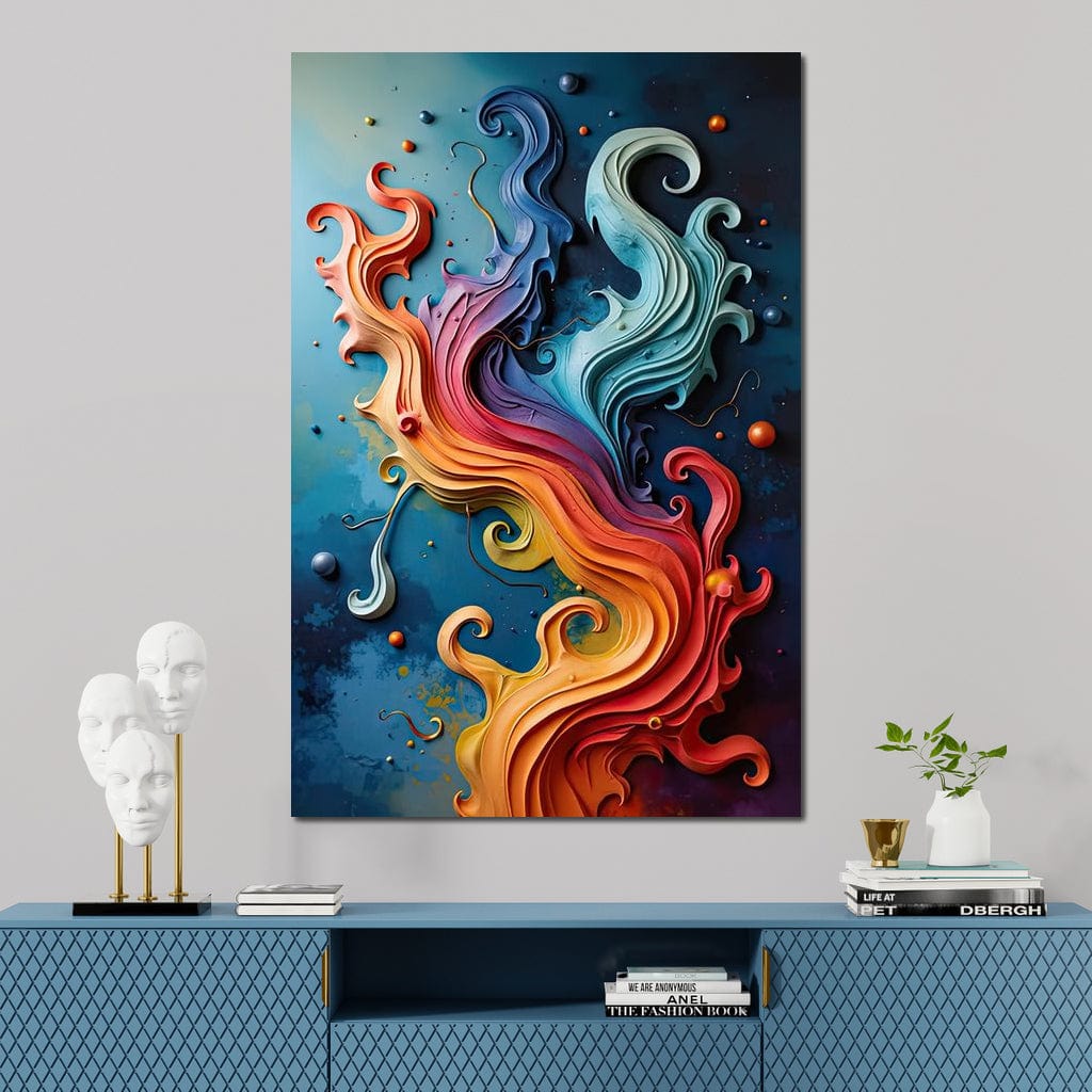 Flowing Rainbow Abstract Canvas Wall Art