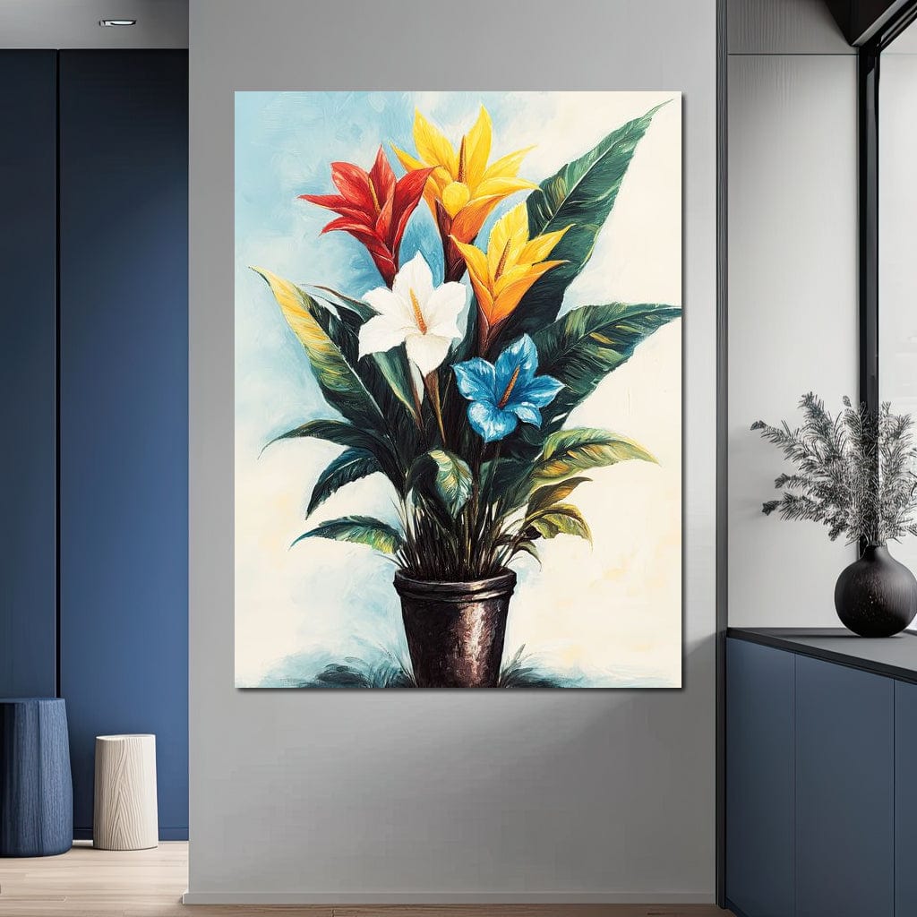 Tropical Bloom Flowers Canvas Wall Art