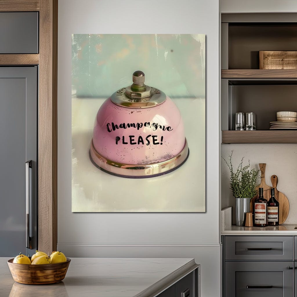 Champagne Please Service Bell Canvas Wall Art