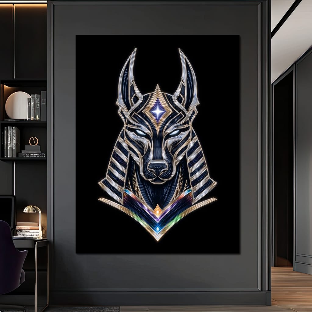 Celestial Anubis Guardian Canvas Wall Art