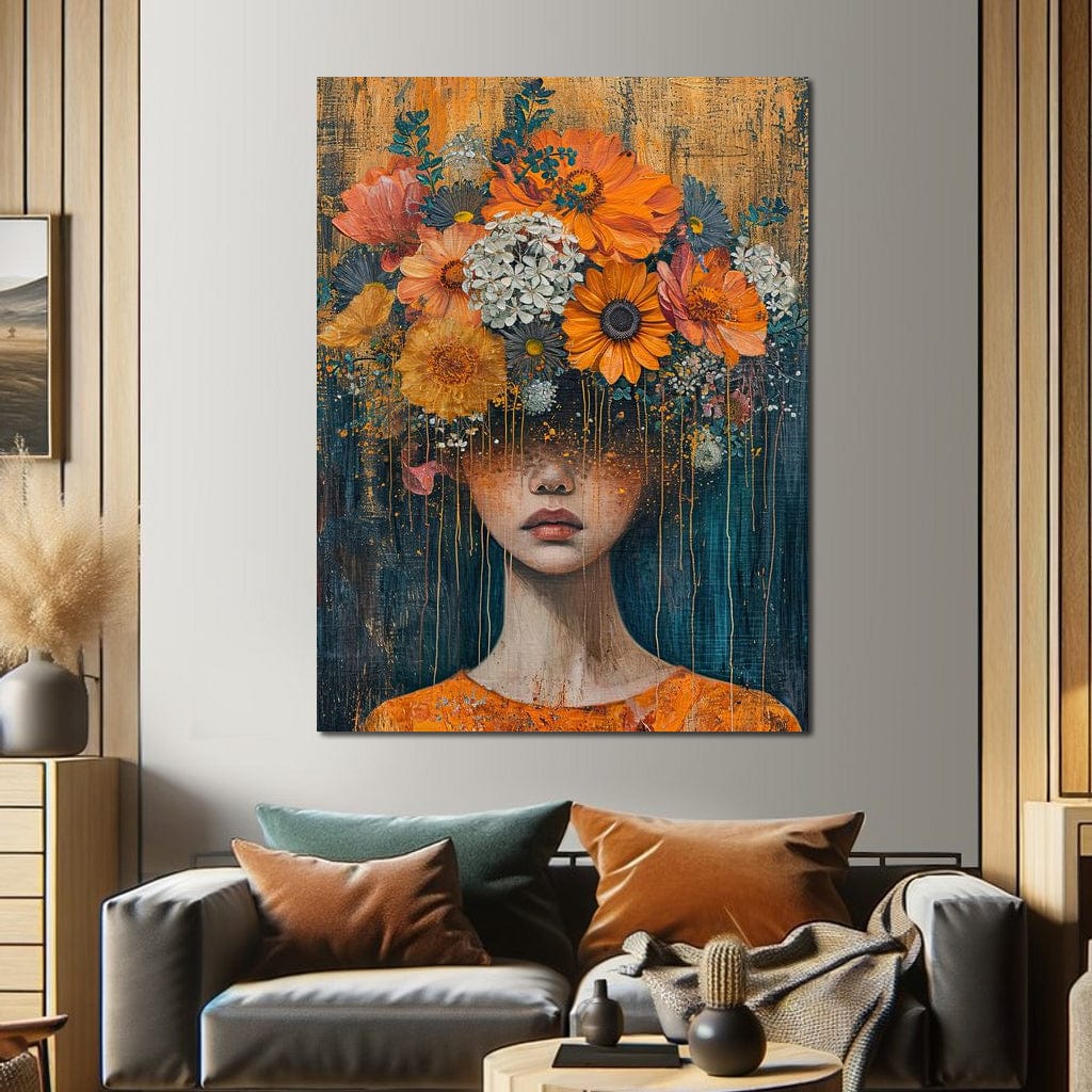 Blossoming Silence Dripping Gold Canvas Wall Art