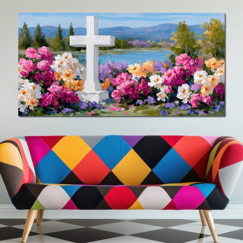 Garden Reverie by the Lake Canvas Wall Art