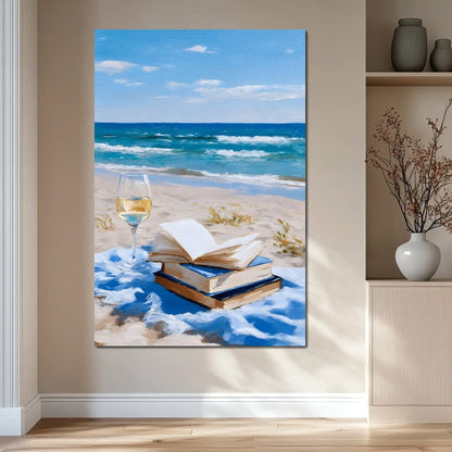 Seaside Pages and Golden Sip Canvas Wall Art