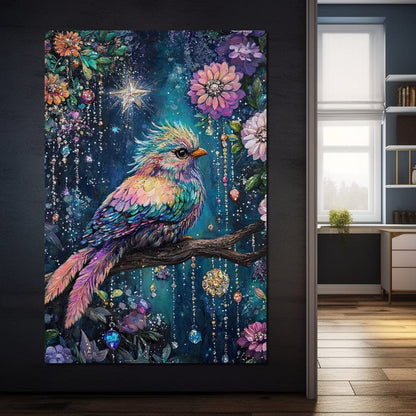 Enchanted Birdsong Night Tapestry Canvas Wall Art