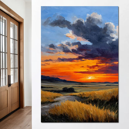 Golden Prairie Sunset Skystorm Canvas Wall Art