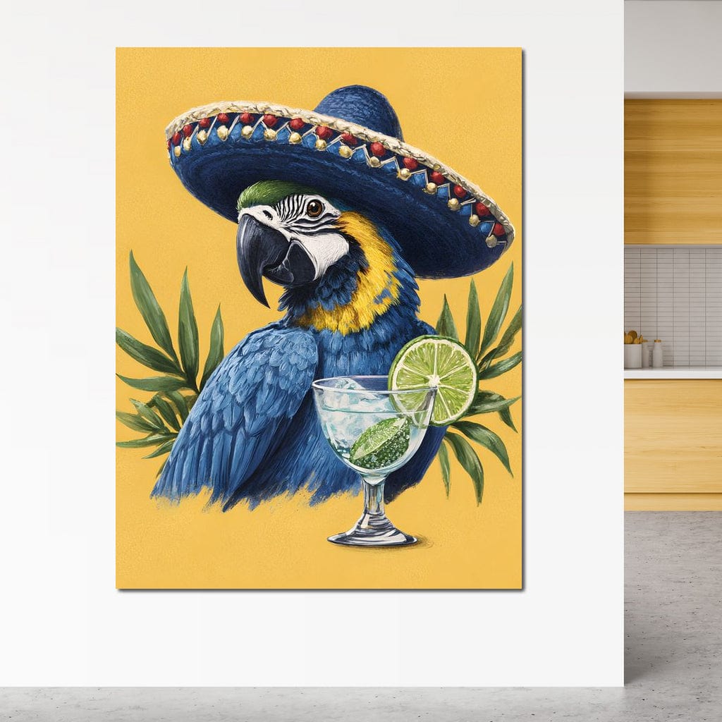 Parrot Margarita Fiesta Tropical Canvas Wall Art