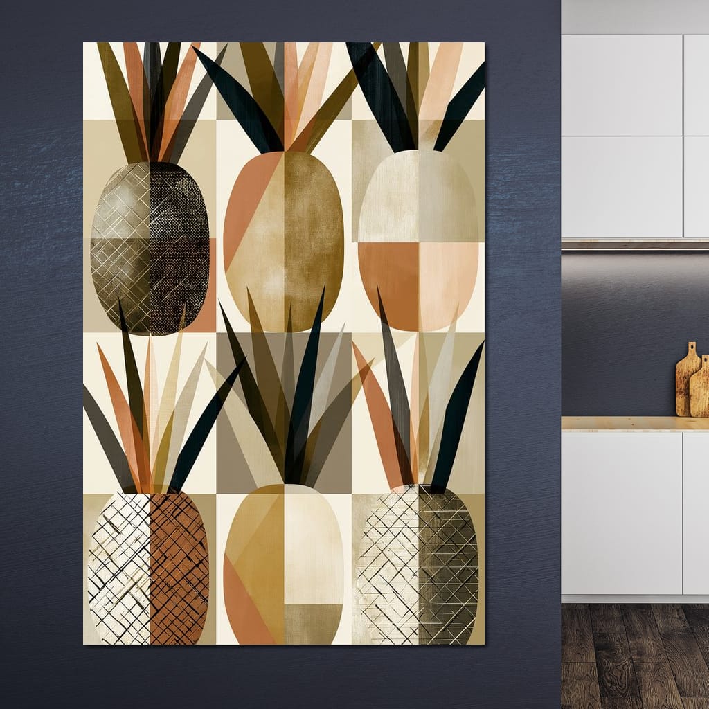Geometric Tropical Pineapples Study Canvas Wall Art