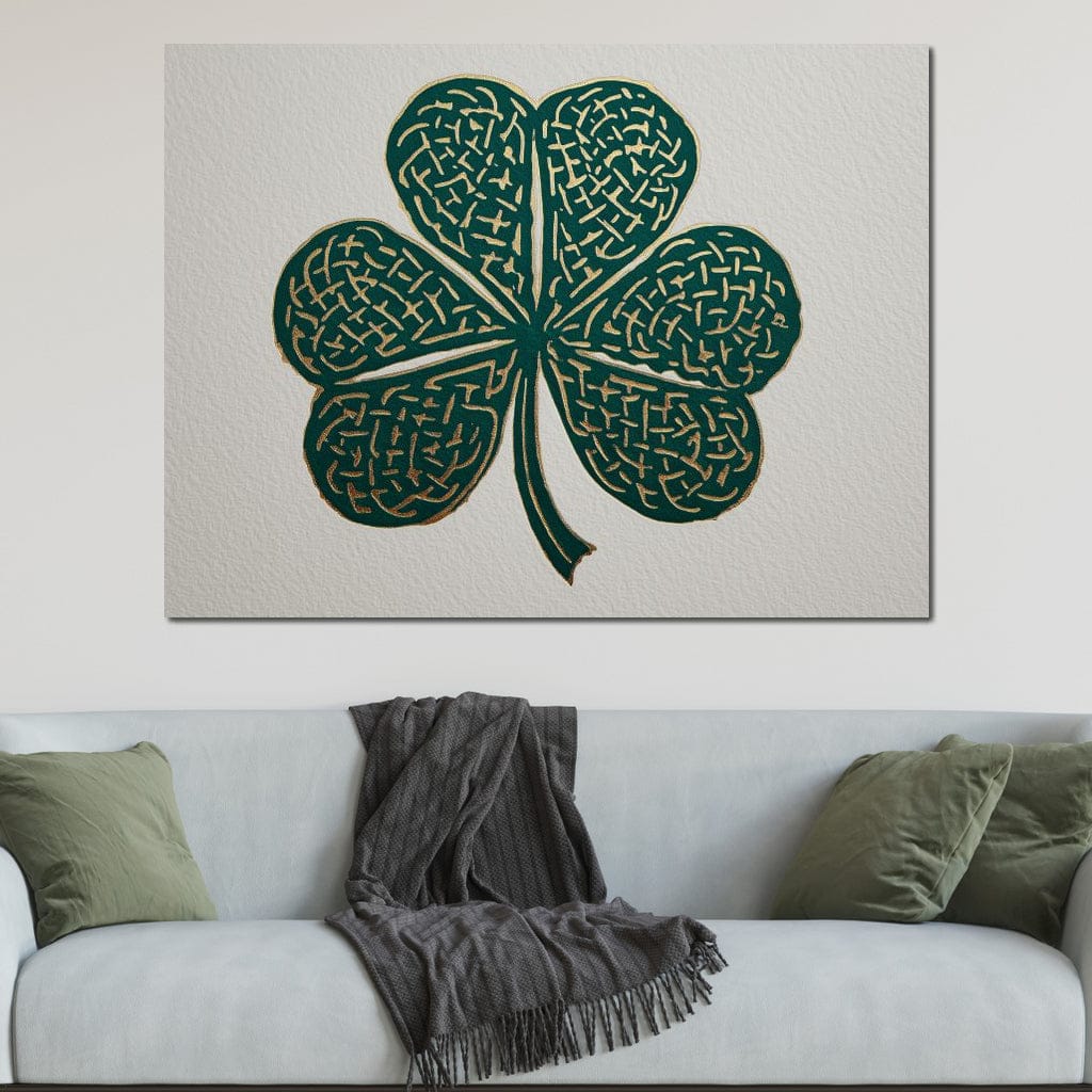 Clover Gold Leaf Charm Canvas Wall Art