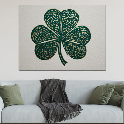 Clover Gold Leaf Charm Canvas Wall Art