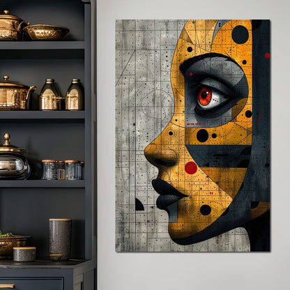 Mechanized Visage Unveiled Canvas Wall Art