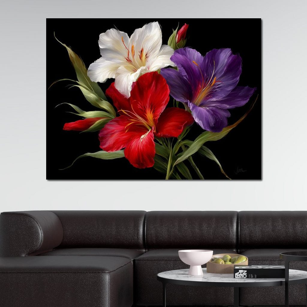 Gladiolus Garden Noir Bloom Canvas Wall Art