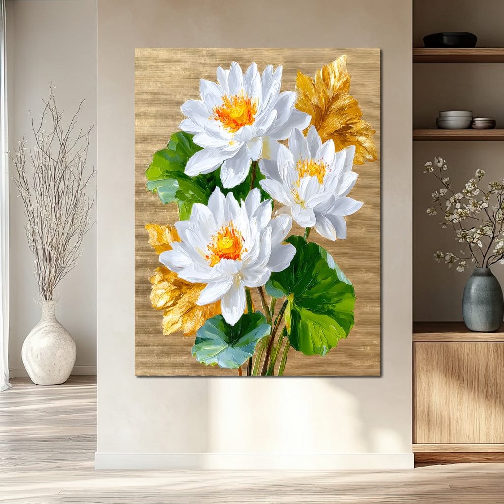 Golden Lotus Dreams Unfold Canvas Wall Art