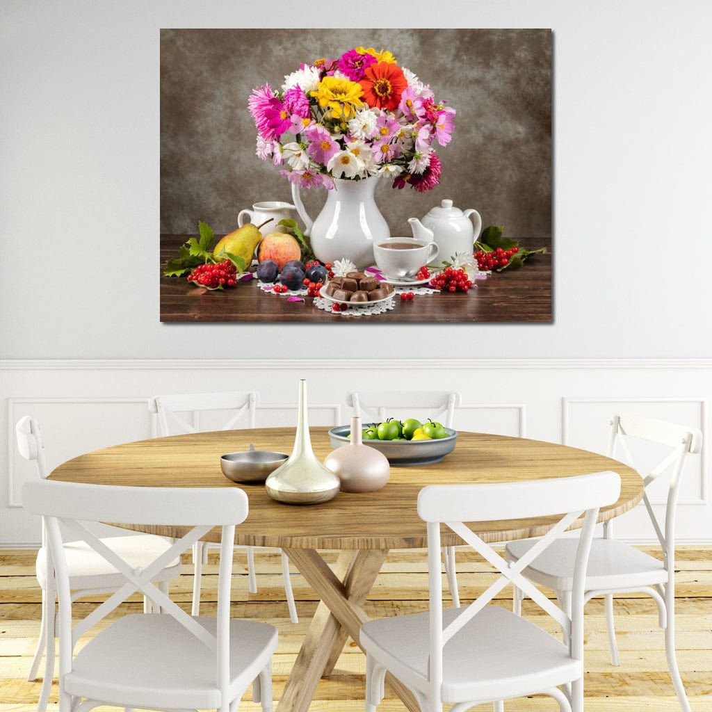 Flowers, Fruits, Chocolate & Coffee Canvas Wall Art