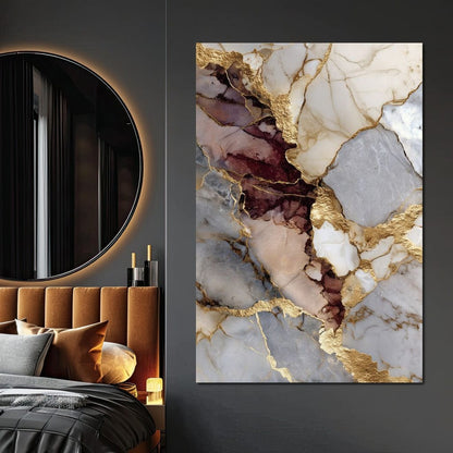 Gilded Marble Rift Elegy Canvas Wall Art