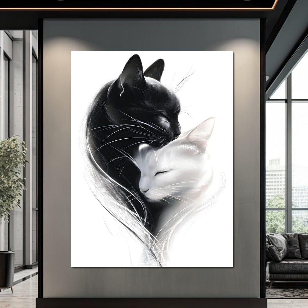 Cats Embrace Canvas Wall Art