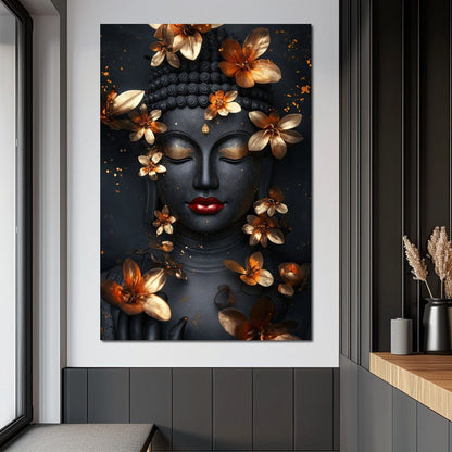 Radiant Floral Buddha Tranquility Canvas Wall Art