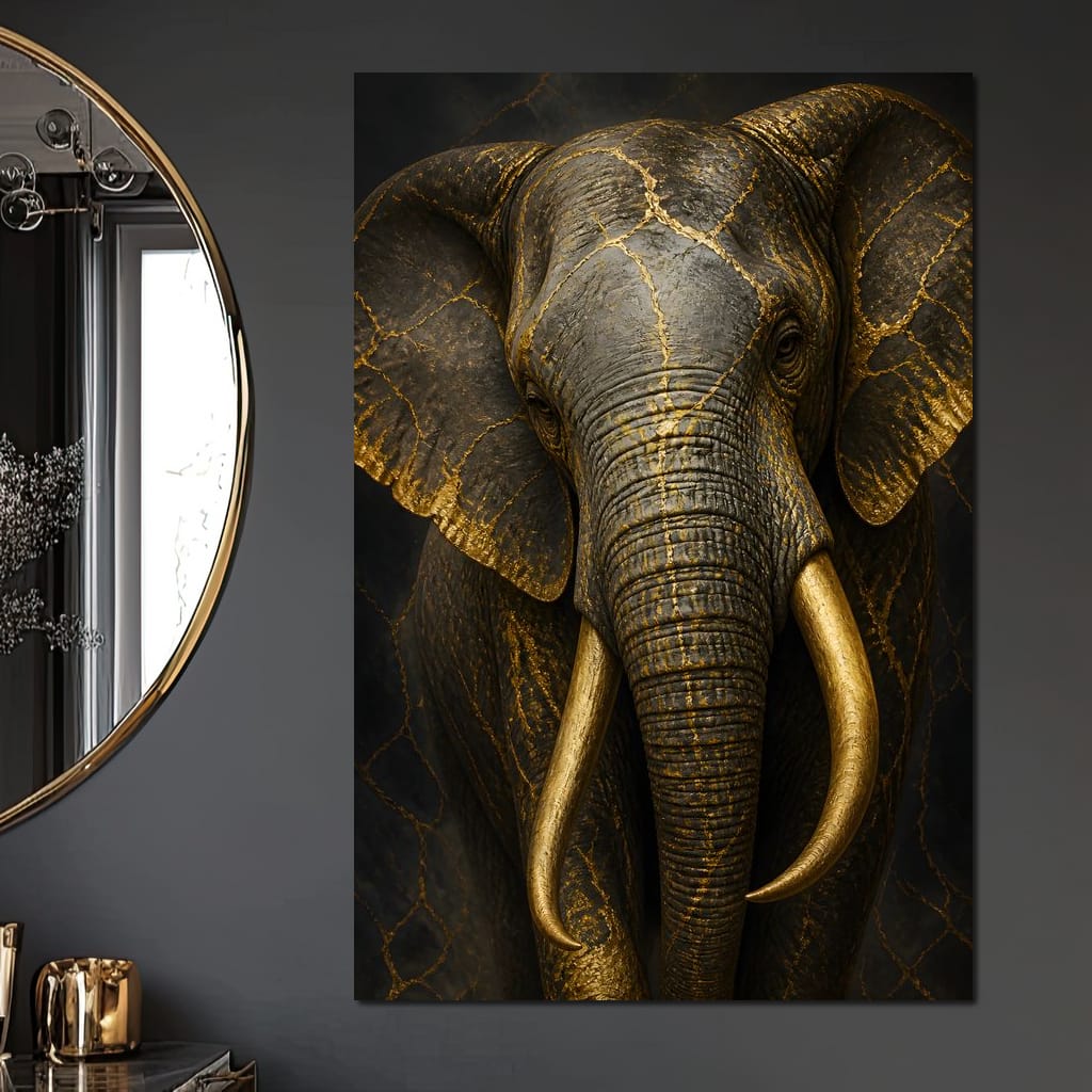 Elephant Gilded Wisdom Canvas Wall Art
