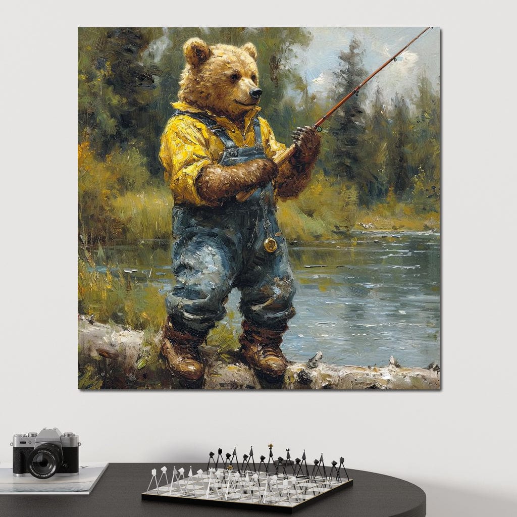 Bear Fishing Canvas Wall Art