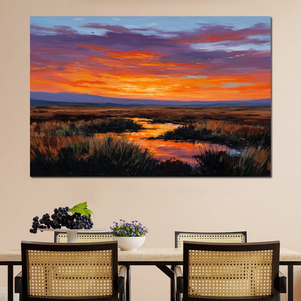 Sunset River Over Marshland Canvas Wall Art