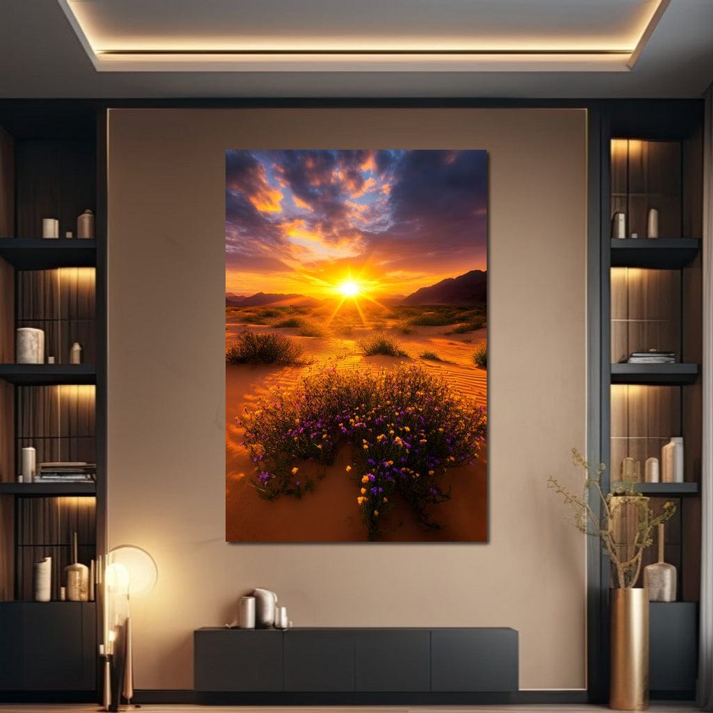Golden Horizon Meadow Bloom Canvas Wall Art