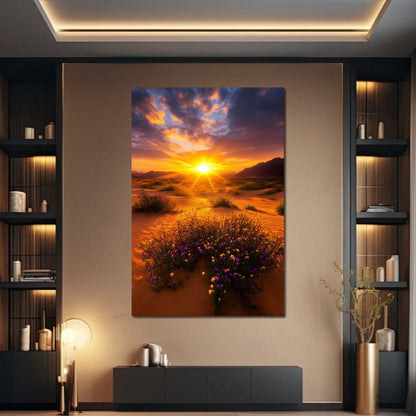 Golden Horizon Meadow Bloom Canvas Wall Art