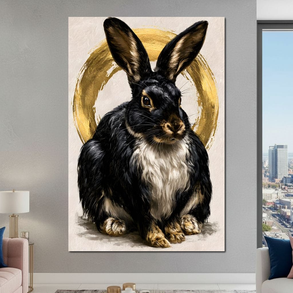 Gilded Hare of the Silent Circle Canvas Wall Art