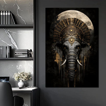 Golden Pharaoh Elephant King Canvas Wall Art