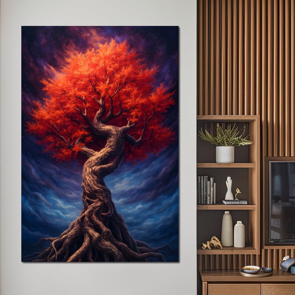 Fiery Crown of the Ancient Tree Canvas Wall Art