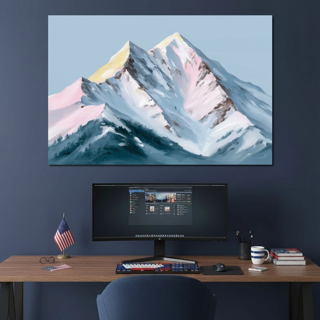 Pastel Alpine Summit Glow Canvas Wall Art