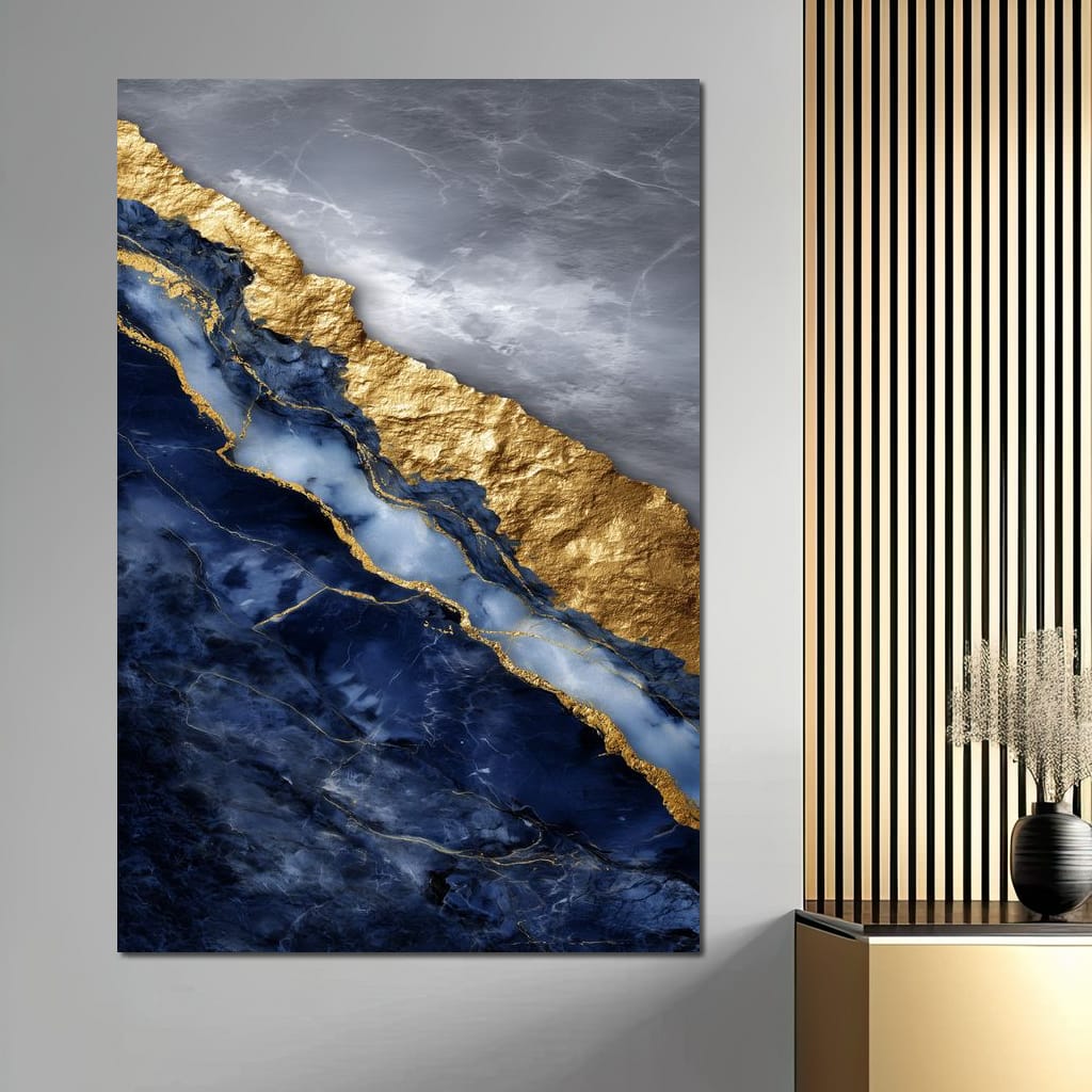 Gilded Midnight Marble Rift Canvas Wall Art