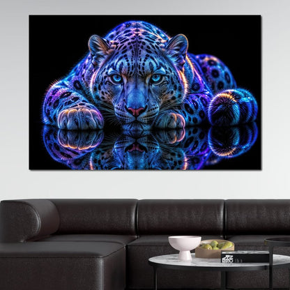 Bioluminescent Snow Leopard Canvas Wall Art