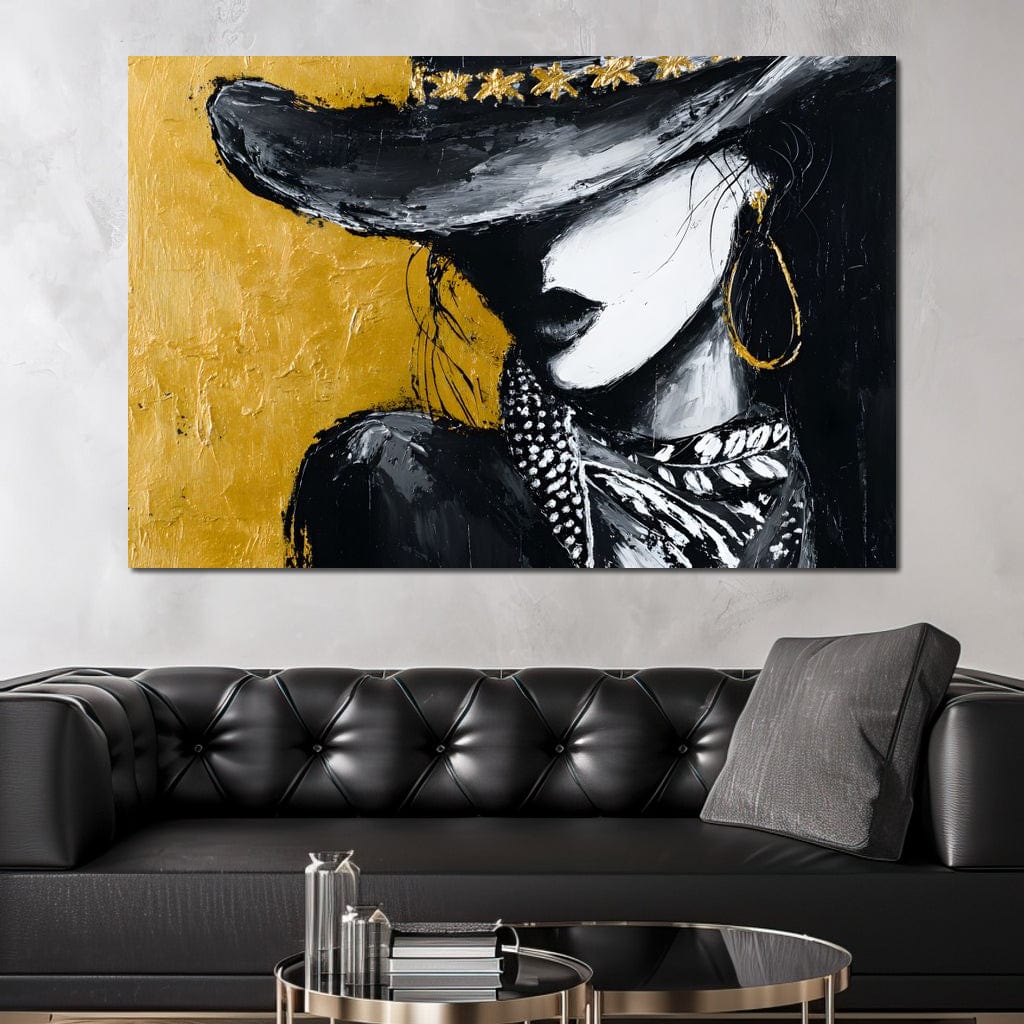 Golden Outlaw Shadow Portrait Canvas Wall Art