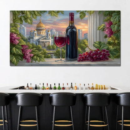 Gilded Reflections Vineyard Balcony Canvas Wall Art
