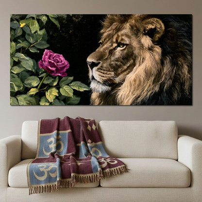 Gentle King Lion Finds Solitude Canvas Wall Art