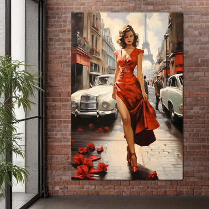 Glamour in the Streets of Paris Canvas Wall Art
