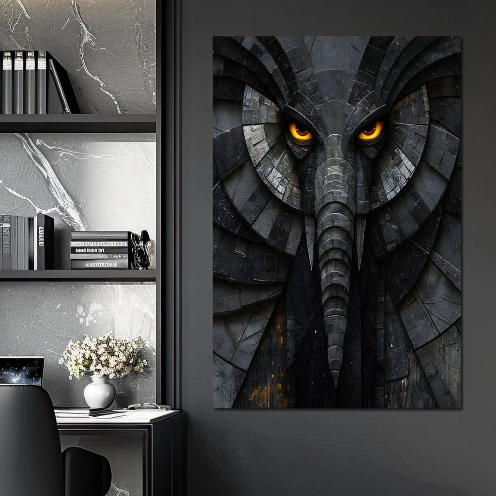 Obsidian Elephant Guardian Canvas Wall Art