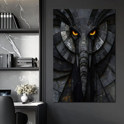 Obsidian Elephant Guardian Canvas Wall Art