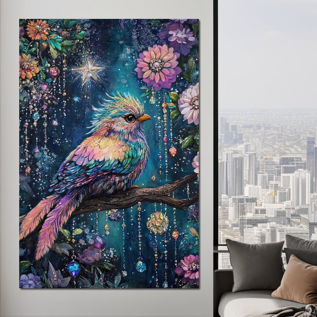 Enchanted Birdsong Night Tapestry Canvas Wall Art