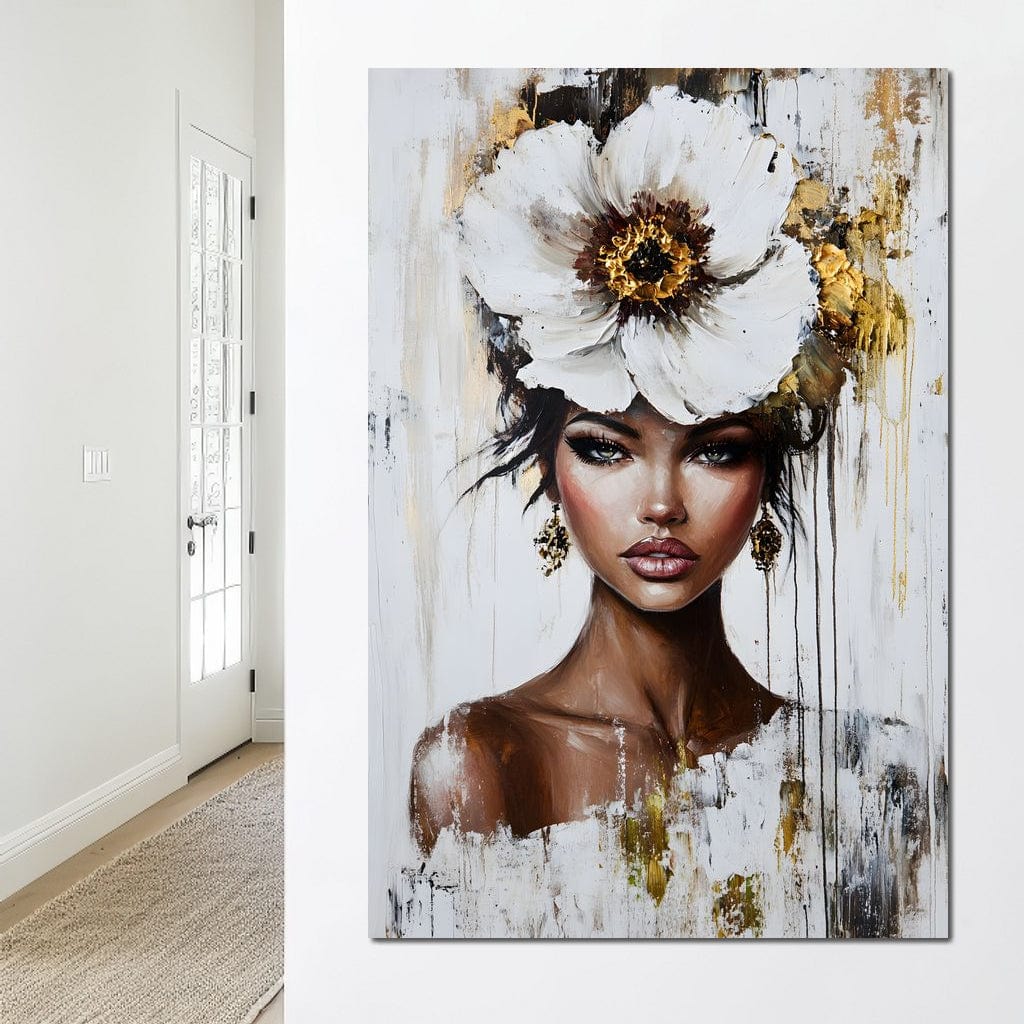Golden Petal Elegance Canvas Wall Art