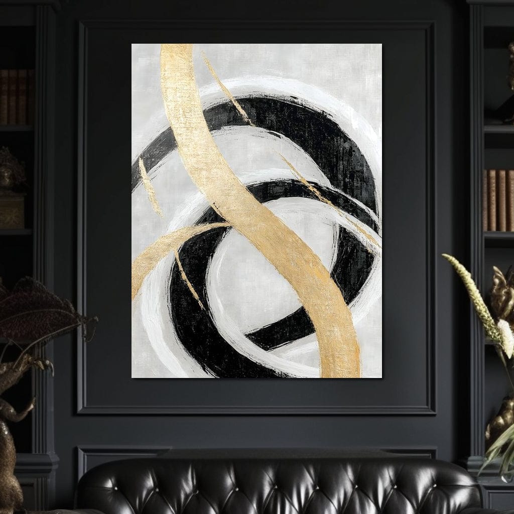 Golden Elegance Spirals Canvas Wall Art