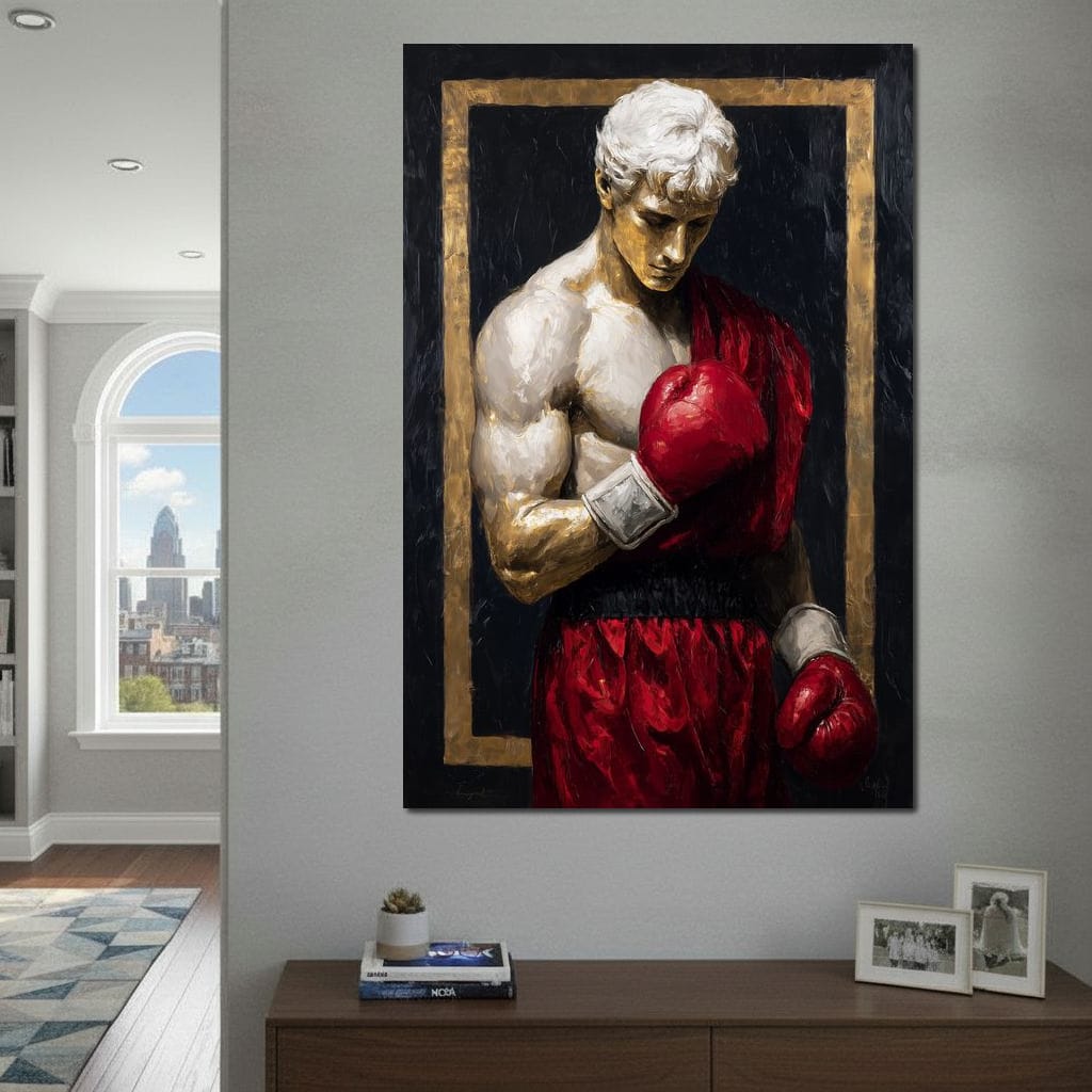 Golden Frame Boxing Champion Canvas Wall Art