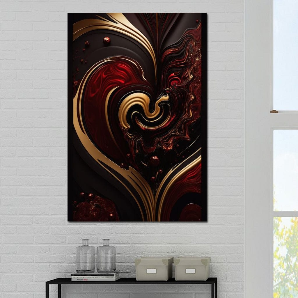 The Marble-Lux Collection: Dark Red & Vibrant Gold 05 Canvas Wall Art