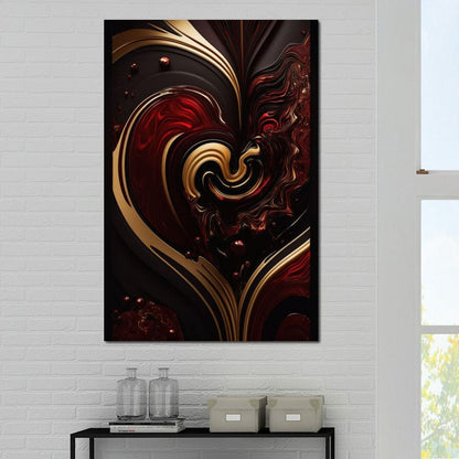 The Marble-Lux Collection: Dark Red & Vibrant Gold 05 Canvas Wall Art