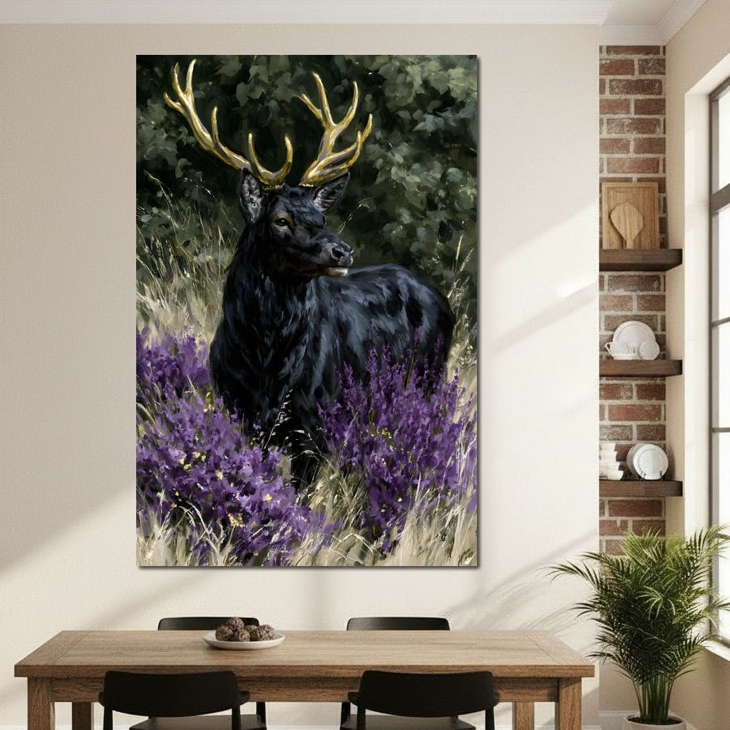 Black Deer Of Wild Fields Canvas Wall Art